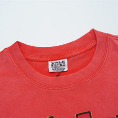 Red Vintage‑Wash Sun‑Moon "Valley Dreams" Oversized Unisex T‑Shirt