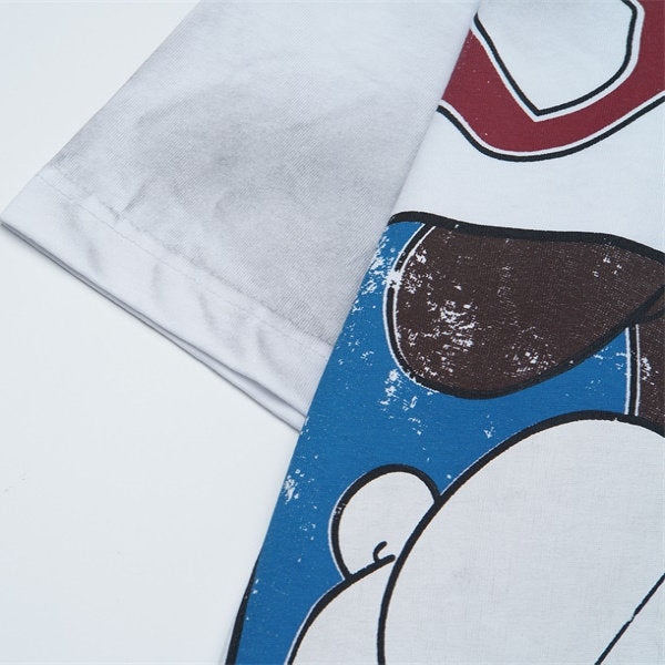 Grey Tie‑Dye Cartoon "Valley Dreams" Oversized Unisex T‑Shirt
