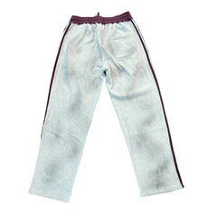 Valley Dream Letter‑Print Side‑Stripe Wide‑Leg Sweatpants, Heather Grey‑Burgundy Unisex Streetwear Trousers