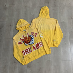 Yellow Sun‑Graphic Valley Dreams Zip‑Up Hoodie Unisex Oversized Jacket