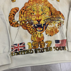 Beige Vintage Wash Valley Dreams Lion Graphic Zip‑Up Hoodie Unisex Oversized Jacket