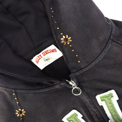 Black Washed‑out Valley Dreams Full‑Zip Hoodie Unisex Oversized Jacket