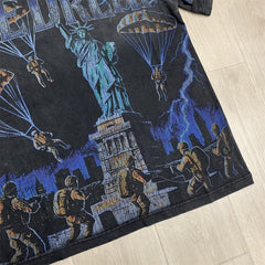 Black Vintage‑Wash Vale Dreams Statue of Liberty Graphic Oversized Unisex T‑Shirt
