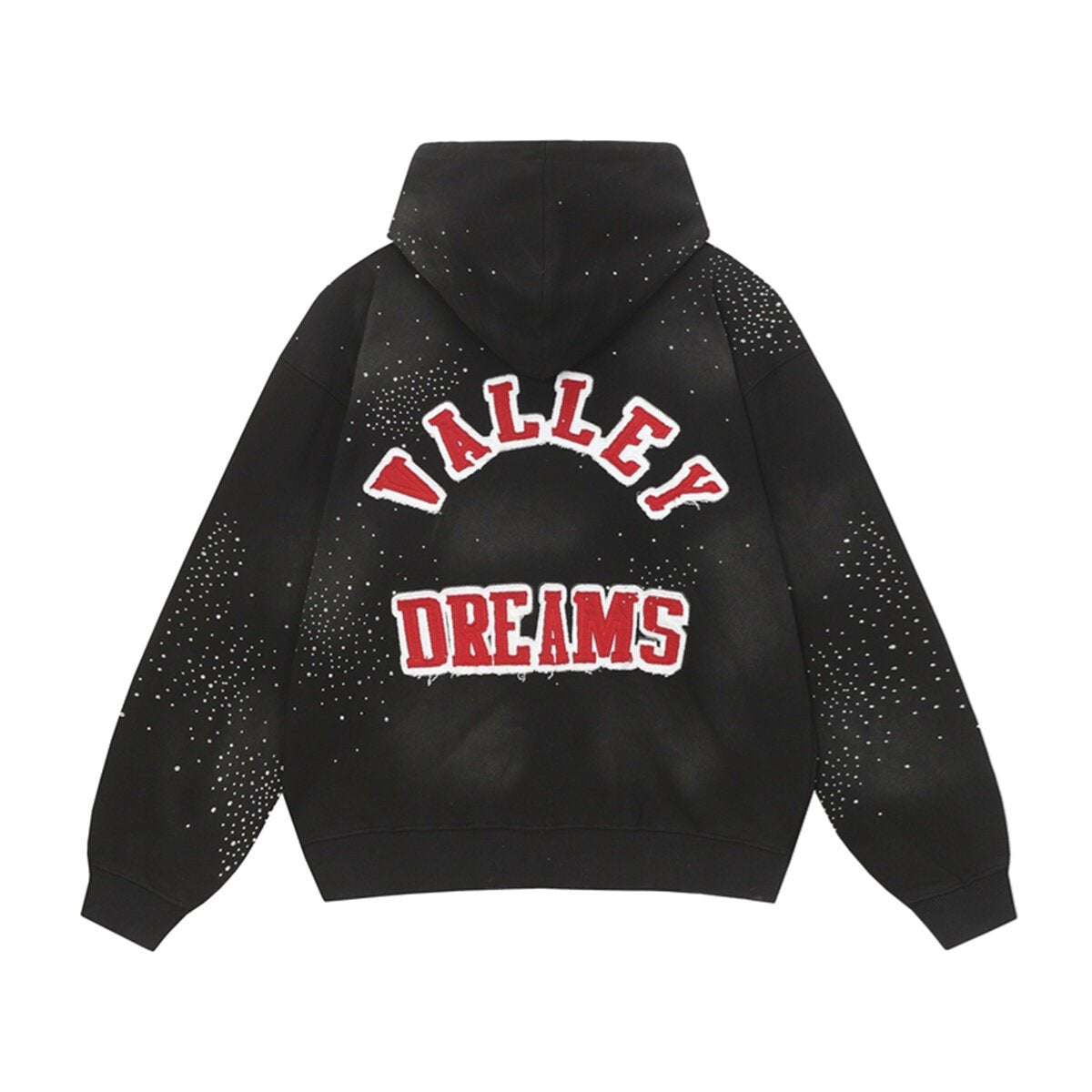Black Valley Dreams Cloud‑Wash Zip‑Up Hoodie Unisex Oversized Jacket
