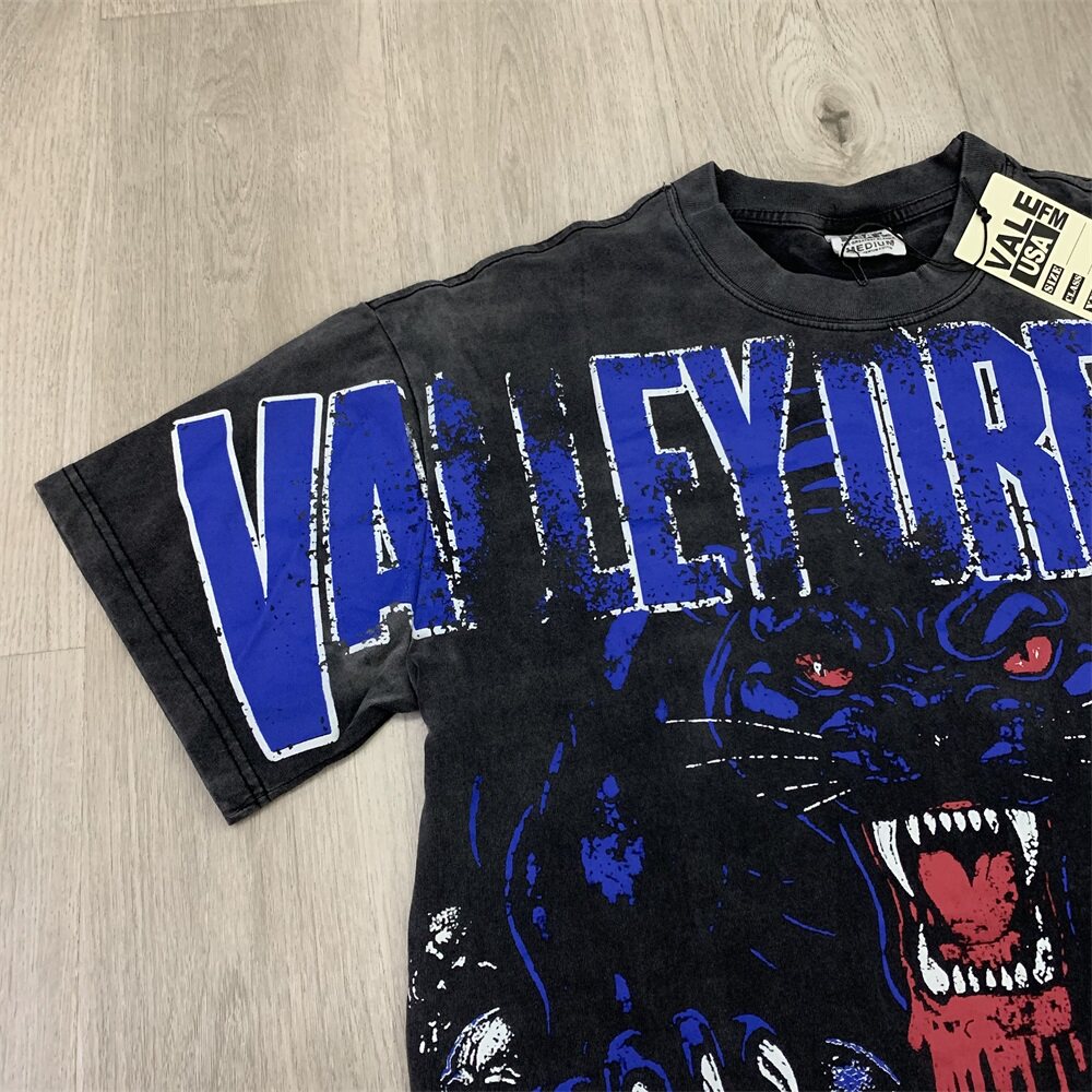Black Vintage‑Wash Skull Graphic "Valley Dreams" Oversized Unisex T‑Shirt