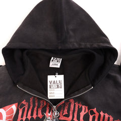 Valley Dreams Heraldic Crest Eagle‑Dragon Zip‑Up Hoodie, Black Vintage Oversized Streetwear Unisex Jacket