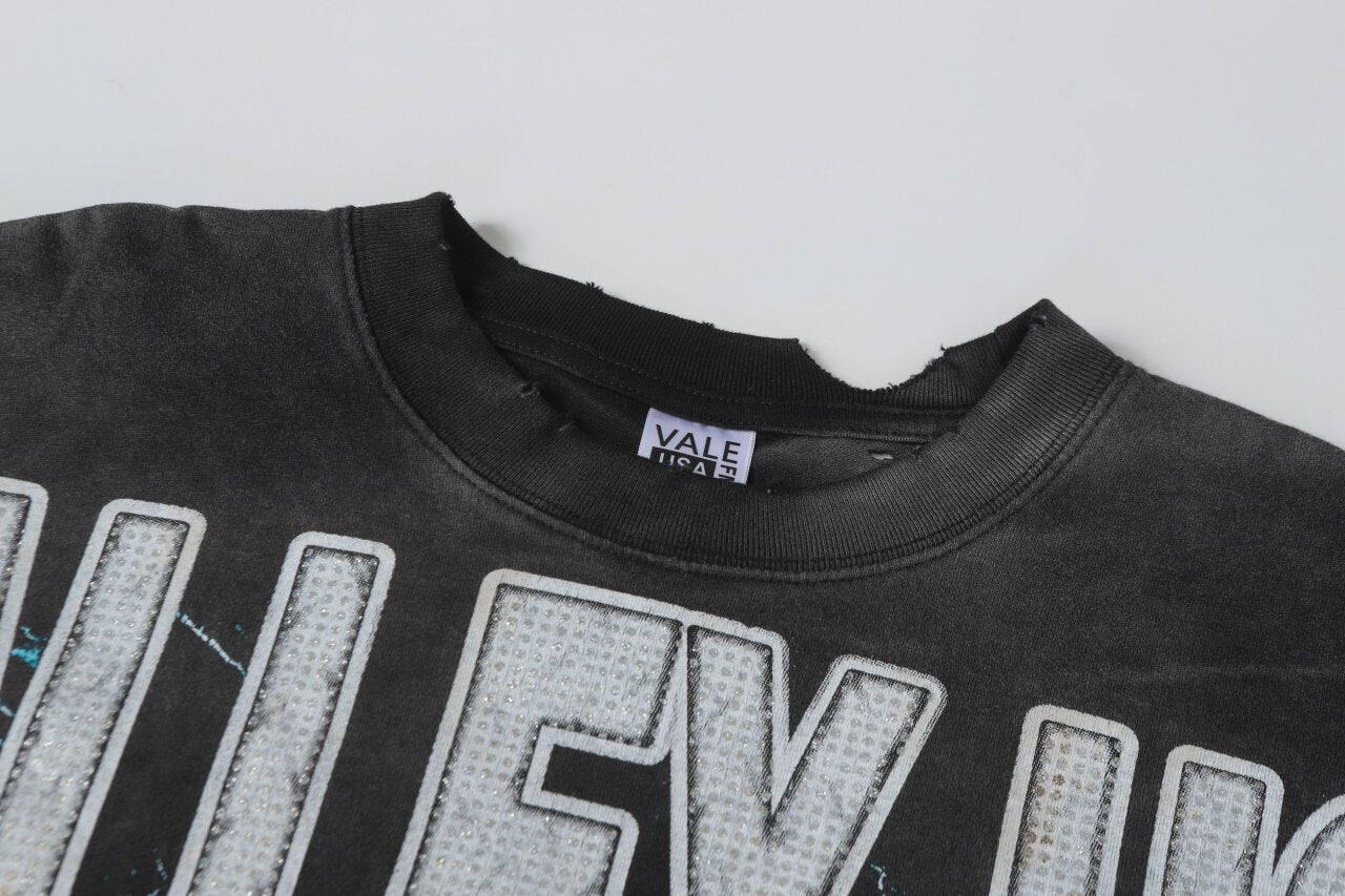 Black Vintage‑Wash Valley USA United By Faith Oversized Unisex T‑Shirt