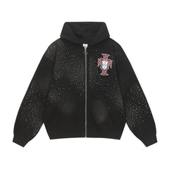Black Valley Dreams Cloud‑Wash Zip‑Up Hoodie Unisex Oversized Jacket