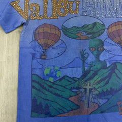 Blue Vintage‑Wash Summer Hot‑Air‑Balloon Landscape Oversized Unisex T‑Shirt