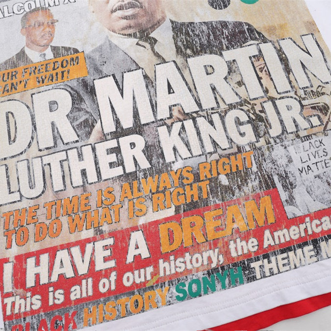 Vintage Tie‑Dye Ringer T‑Shirt Martin Luther King Peace Graphic Oversized Unisex Tee
