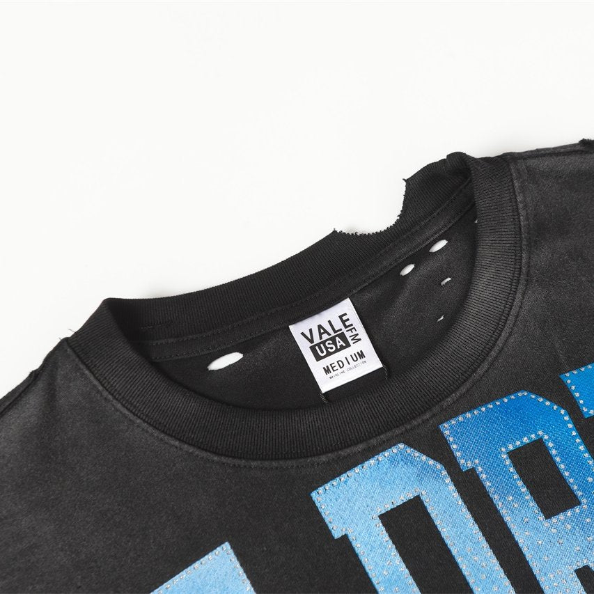 Black Vintage‑Wash Vale Dreams Football Ape Graphic Oversized Unisex T‑Shirt