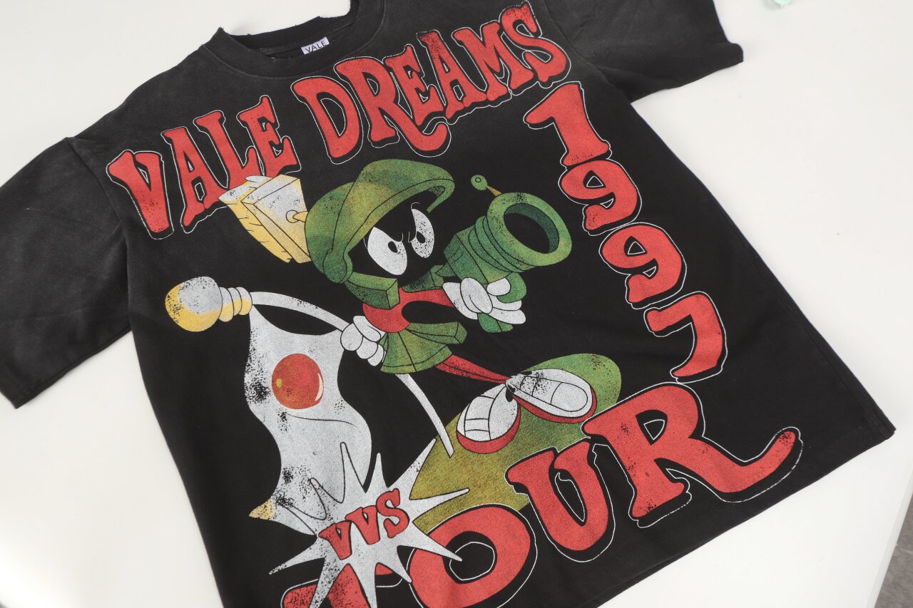 Black Vintage‑Wash Vale Dreams 1997 Tour Cartoon Graphic Oversized Unisex T‑Shirt