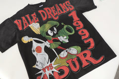 Black Vintage‑Wash Vale Dreams 1997 Tour Cartoon Graphic Oversized Unisex T‑Shirt