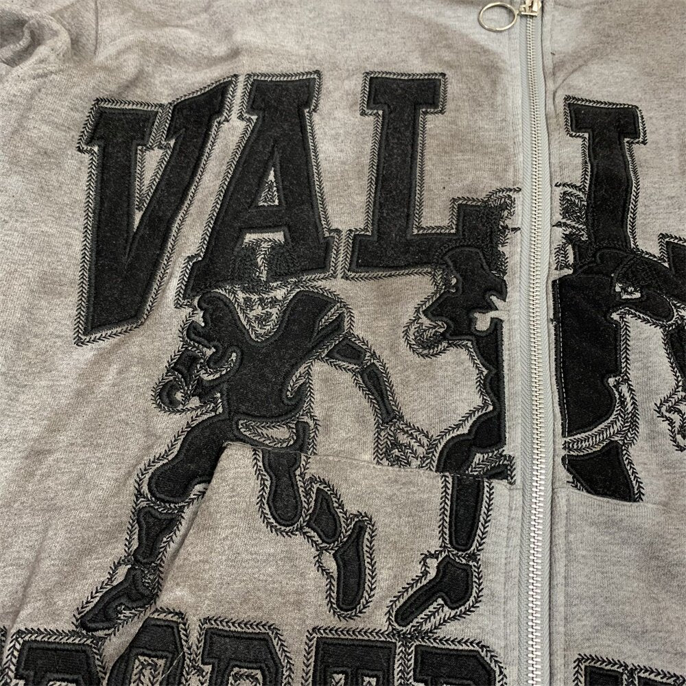 Grey Valley Sport Division Football Graphic Zip‑Up Hoodie Unisex Oversized Jacket