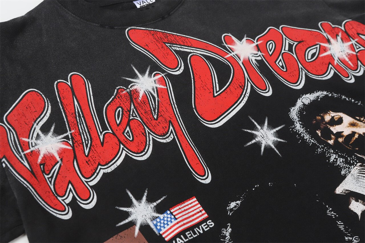 Black Vintage‑Wash Valley Dreams King Of Pop Oversized Unisex T‑Shirt