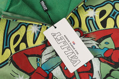 Green Valley Dreads Cartoon Peace‑Sign Graphic Zip‑Up Hoodie Unisex Oversized Jacket