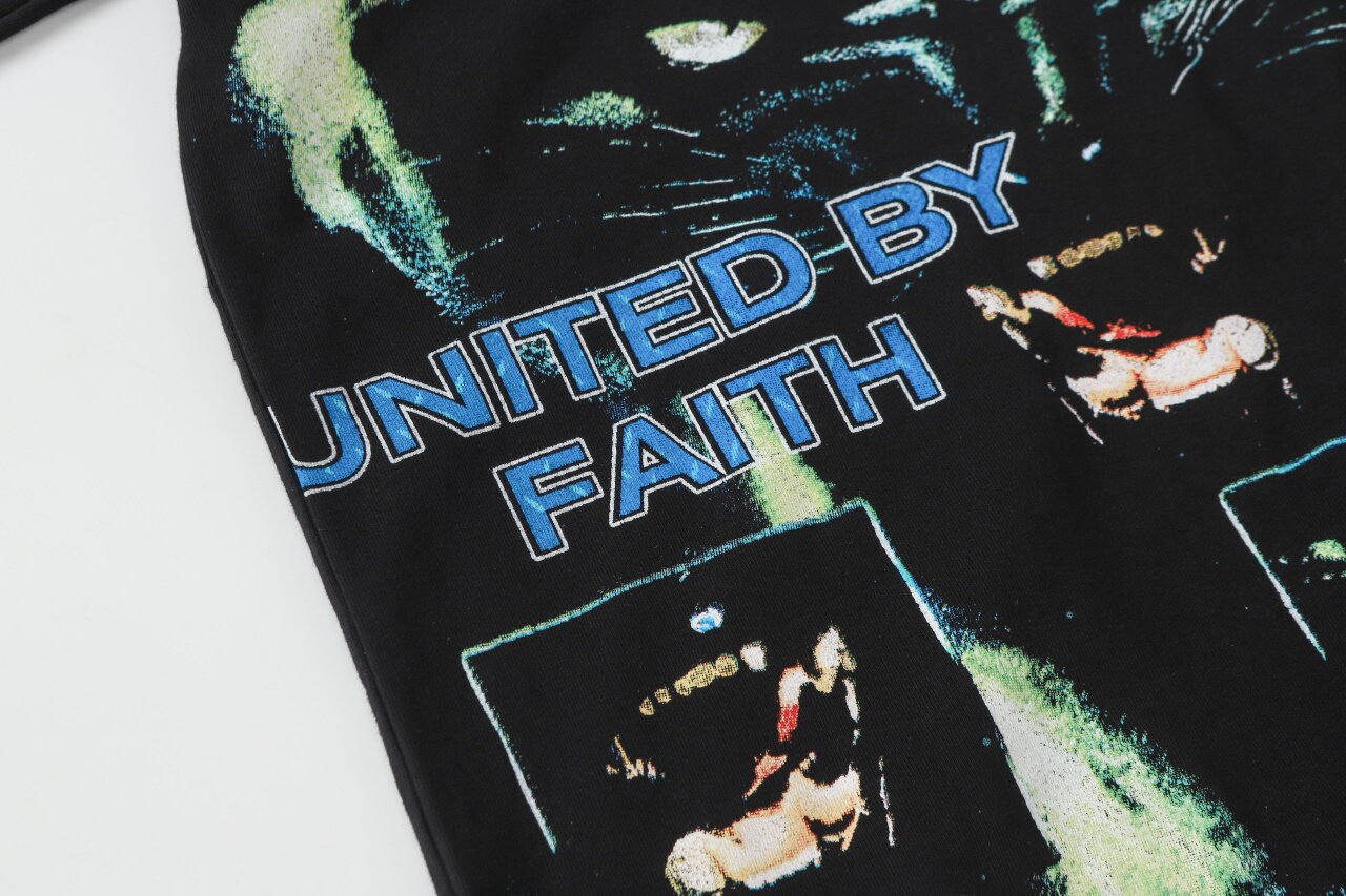 Black Vintage‑Wash Valley USA United By Faith Oversized Unisex T‑Shirt