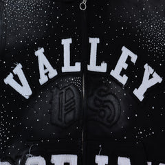 Black Valley Dreams Speckled Wash Zip‑Up Hoodie Unisex Oversized Jacket