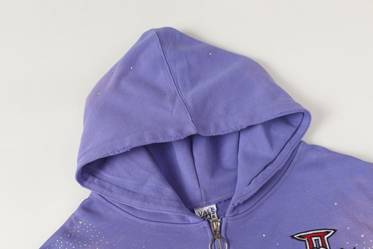 Purple Valley Dreams Cloud‑Wash Zip‑Up Hoodie Unisex Oversized Jacket