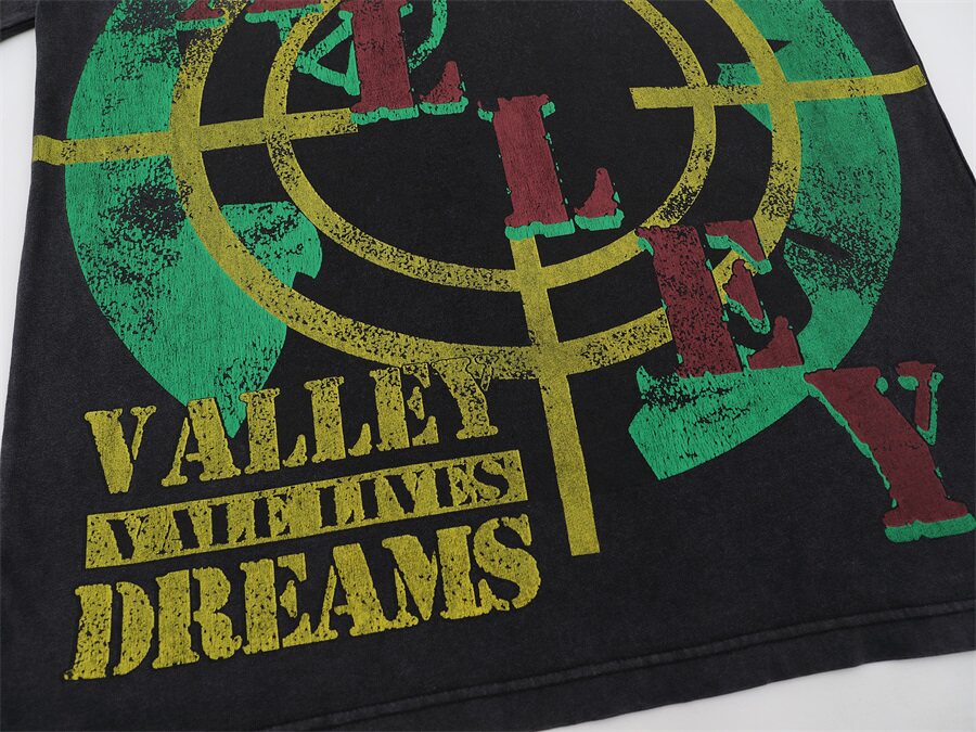 Black Vintage‑Wash Valley Target Graphic Oversized Unisex T‑Shirt