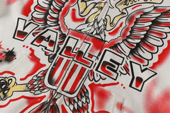 Vale Eagle Spray‑Paint Graphic Zip‑Up Hoodie, White Oversized Streetwear Hip‑Hop Tattoo Print Unisex Jacket
