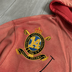 Red Gradient‑Wash Graphic Zip‑Up Hoodie Unisex Oversized Jacket