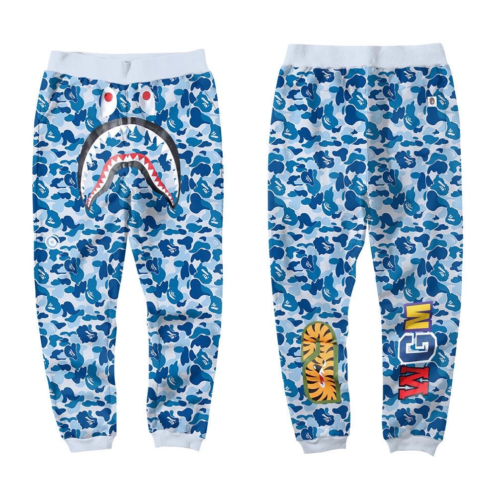 BAPE Blue Camo Shark Sweatpants – Streetwear Joggers