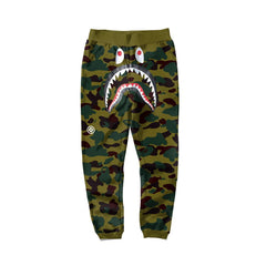 BAPE Army Green Camo Shark Face Graphic Jogger Pants Unisex Streetwear Sweatpants