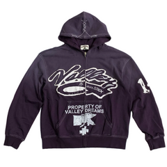 Valley Dreams Property‑Of Purple Zip‑Up Hoodie, Unisex Vintage Streetwear Jacket