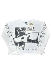 Valley Vintage Photo‑Print Waffle‑Knit Long‑Sleeve Top, Unisex White Y2K Streetwear Shirt