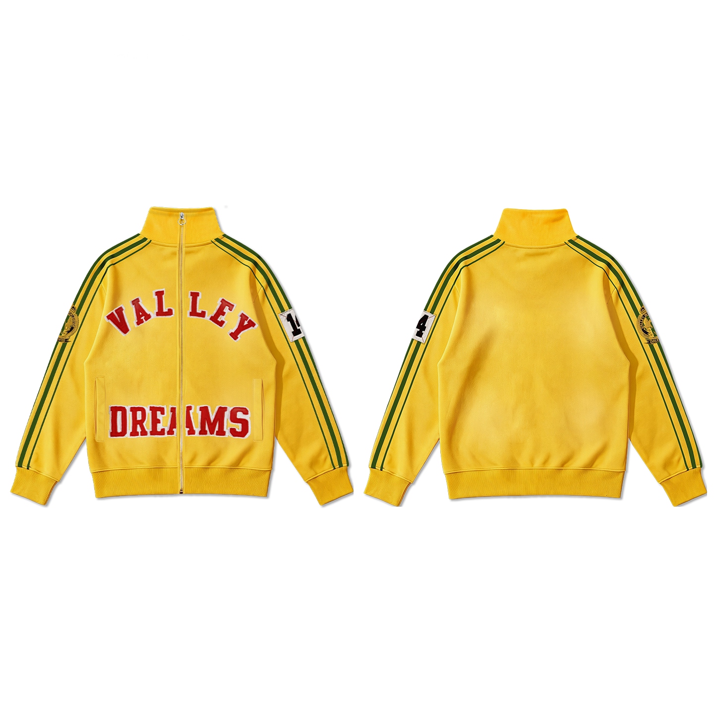 Yellow Valley Dreams Stand‑Collared Track Jacket Unisex Zip‑Up Sweatshirt