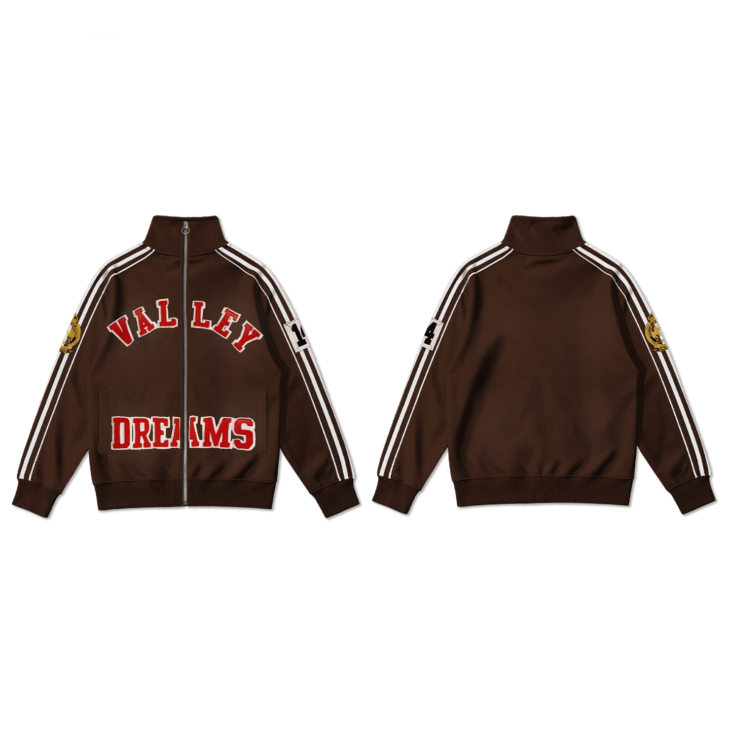 Brown Valley Dreams Stand‑Collared Track Jacket Unisex Zip‑Up Sweatshirt