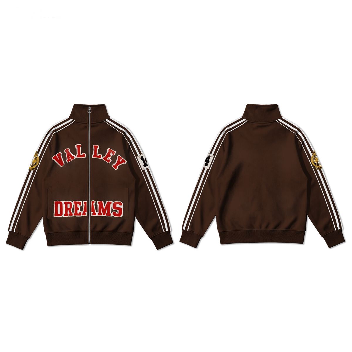 Brown Valley Dreams Stand‑Collared Track Jacket Unisex Zip‑Up Sweatshirt