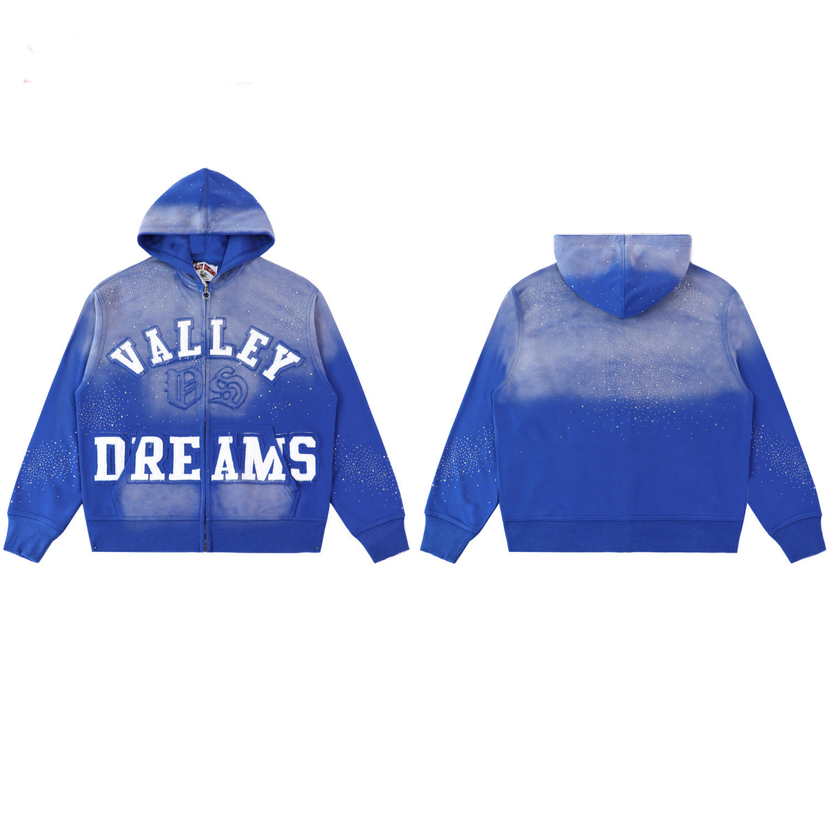 Blue Valley Dreams Gradient‑Wash Zip‑Up Hoodie Unisex Oversized Jacket